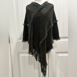 Natural Life Textured Charcoal Poncho One Size